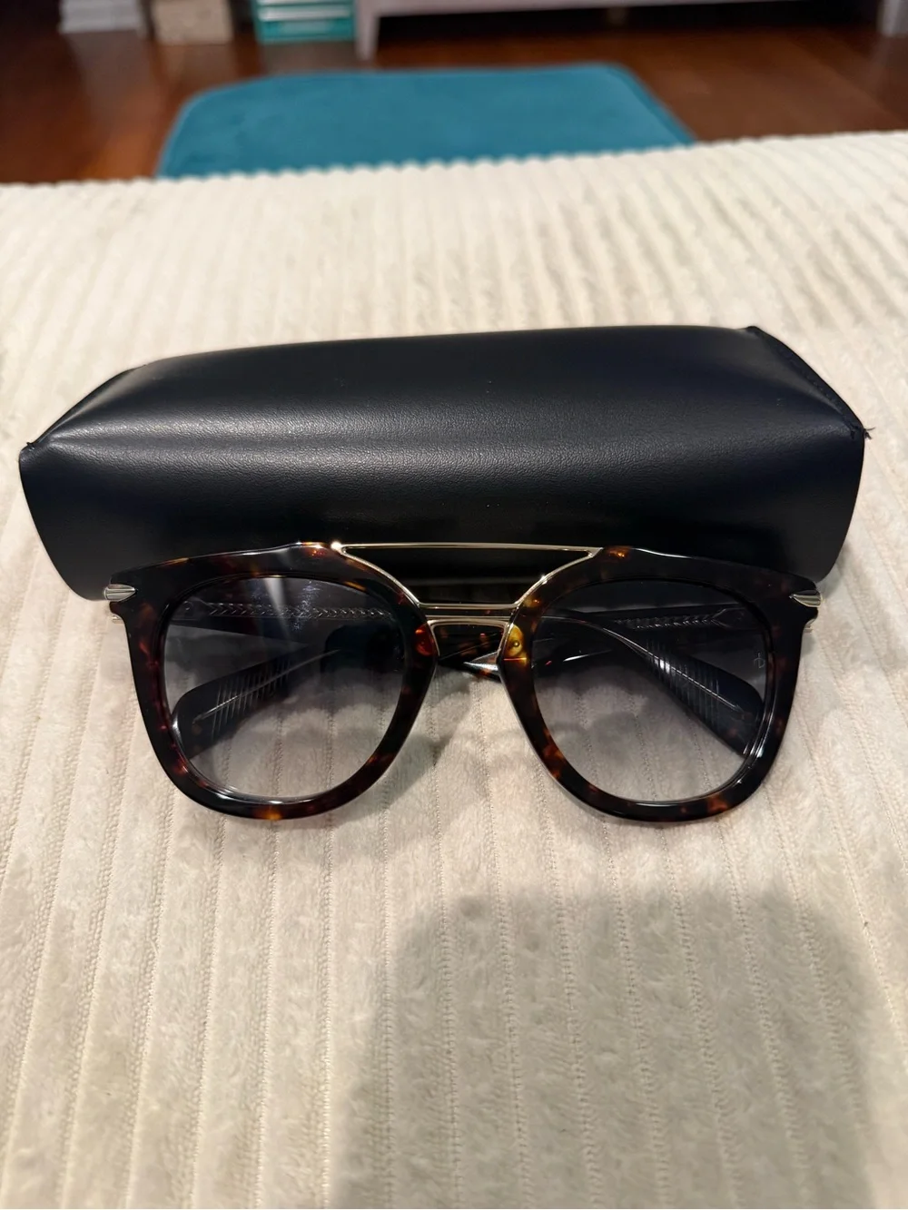 Rag and Bone Tortoiseshell Sunglasses with Gold Bridge